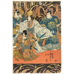 Utagawa Kuniyoshi (1798-1861), Wymarsz samurajów. Aktorzy teatru kabuki, 1847-1853