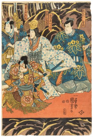 Utagawa Kuniyoshi (1798-1861), Wymarsz samurajów. Aktorzy teatru kabuki, 1847-1853