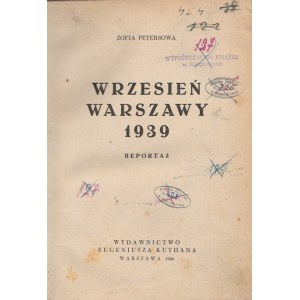 Zofia Petersowa Wrzesień Warszaway 1939 Reportaż