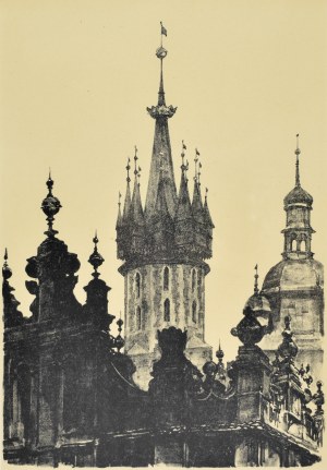Jan Kanty GUMOWSKI (1883-1946), Szczyty Sukiennic i wieże kościoła Mariackiego, 1926