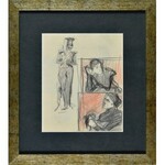 Stanisław KAMOCKI (1875-1944), Stojący ułan i szkice popiersia kobiety, 1894 (?)