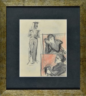 Stanisław KAMOCKI (1875-1944), Stojący ułan i szkice popiersia kobiety, 1894 (?)