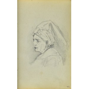 Jacek MALCZEWSKI (1854-1929), Popiersie kobiety z chustą upiętą na głowie ukazane z lewego profilu