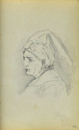 Jacek MALCZEWSKI (1854-1929), Popiersie kobiety z chustą upiętą na głowie ukazane z lewego profilu