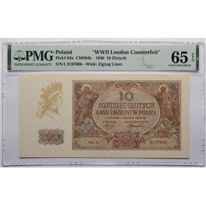 10 złotych 1940 - seria L. - WWII London Counterfeit - PMG 65 EPQ