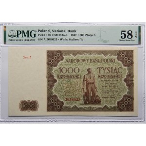 1000 złotych 1947 - seria A - PMG 58 EPQ