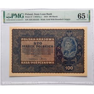 100 marek polskich 1919 - ID Serja X - PMG 65 EPQ