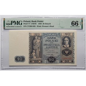 20 złotych 1936 - seria CY - PMG 66 EPQ