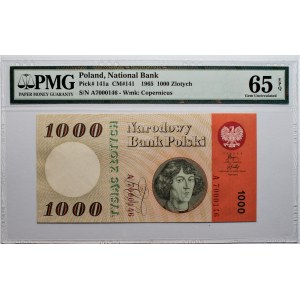 1000 złotych 1965 - lubiana seria A - PMG 65 EPQ