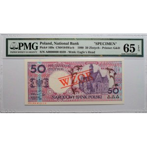 50 złotych 1990 - A - WZÓR / SPECIMEN - PMG 65 EPQ