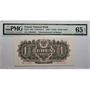 1 złoty 1944 - seria CH - obowiązkowym - PMG 65 EPQ