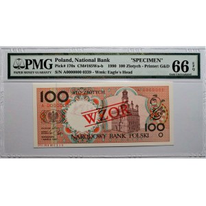 100 złotych 1990 - A - WZÓR / SPECIMEN - PMG 66 EPQ