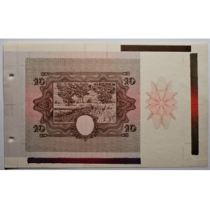10 złoty 1928 - Próba kolorystyczna - 2 warstwy poddruku oraz rysunek główny