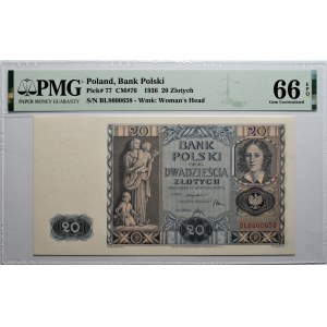 20 złotych 1936 - seria BŁ - PMG 66 EPQ