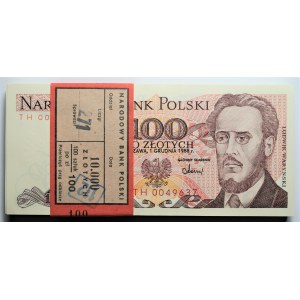 100 złotych 1988 - seria TH - Paczka Bankowa z banderolą -