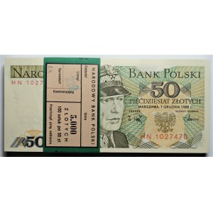 50 złotych 1988 seria HN - Paczka Bankowa z banderolą -