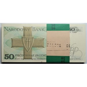50 złotych 1988 seria HN - Paczka Bankowa z banderolą -