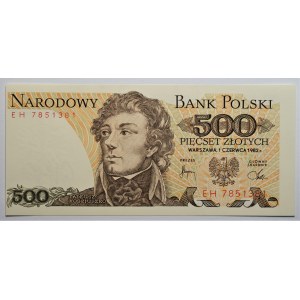 500 złotych 1982 - seria EH - przesunięty druk