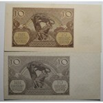 10 złotych 1940 - seria L. - destrukt - brak głównej warstwy druku