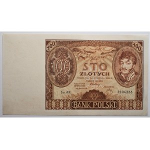 100 złotych 1932 - seria AN. - dwie kreski na górze marginesu - RZADKA ODMIANA