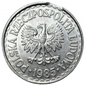 PRL - 1 złoty 1985 - podwójny destrukt