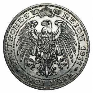 NIEMCY - Królestwo Prus - Wilhelm II - 3 marki Berlin 1911