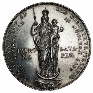 NIEMCY - Bawaria, Maksymilian II Józef - Talar/ 2 guldeny 1855 - Patrona Bavariae