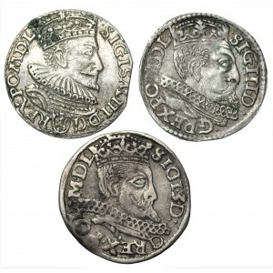 Zygmunt III Waza (1587–1632) - zestaw 3 monet - Trojak III 1594, 1597, 1598