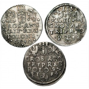 Zygmunt III Waza (1587–1632) - zestaw 3 monet - Trojak III 1594, 1597, 1598