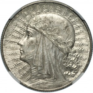 II RP - 5 złotych 1933 - Głowa kobiety - NGC AU58