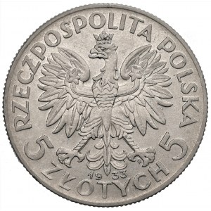 II RP - 5 złotych 1933 - Głowa kobiety