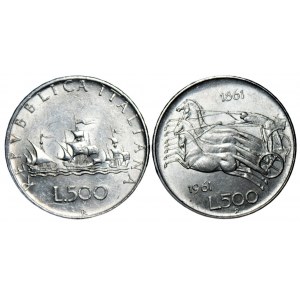 WŁOCHY - 500 lirów 1961 + 1964 - srebro