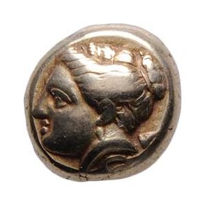 Ionie, Phokaia, 480 - 400 př.Kr., Elektronová hekta (1/6 Statéru), hlava ženy zleva