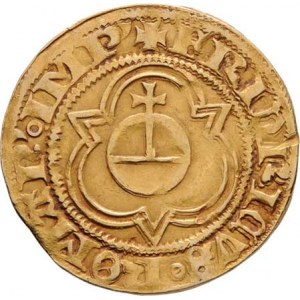 Frankfurt, Friedrich III., 1439 - 1493, Goldgulden b.l., stojící svatý Jan Křtitel, opis /