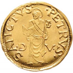 Itálie - Řím, papež Julius II., 1503 - 1513, Novoražba dukátu b.l., stojící svatý Petr, opis