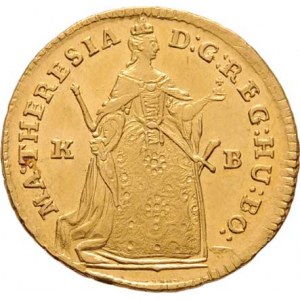 Marie Terezie, 1740 - 1780, Dukát 1743 KB, Kremnica, N.64, Husz.1651, 3.497g,