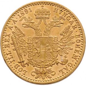 František Josef I., 1848 - 1916, Dukát 1891, 3.492g, nep.hr., vlas.rysky, pěkná patina