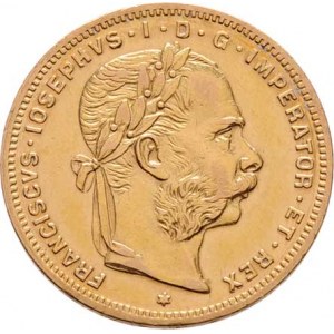 František Josef I., 1848 - 1916, 8 Zlatník 1887, 6.416g, nep.hr., nep.rysky, pěkná