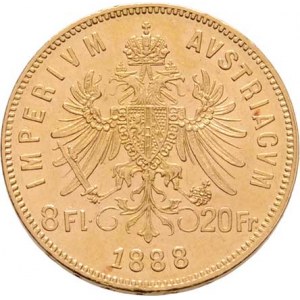 František Josef I., 1848 - 1916, 8 Zlatník 1888, 6.446g, nep.hr., nep.rysky, pěkná