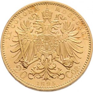 František Josef I., 1848 - 1916, 20 Koruna 1895, 6.769g, nep.hr., nep.rysky, pěkná