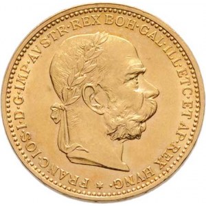 František Josef I., 1848 - 1916, 20 Koruna 1897, 6.779g, nep.rysky, pěkná patina