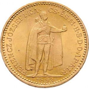 František Josef I., 1848 - 1916, 20 Koruna 1893 KB, 6.769g, nep.hr., nep.rysky, pěkná