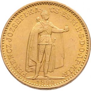 František Josef I., 1848 - 1916, 20 Koruna 1894 KB, 6.771g, nep.hr., nep.rysky, pěkná