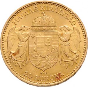 František Josef I., 1848 - 1916, 20 Koruna 1896 KB, 6.773g, hrany ražbou, vlas.rysky,