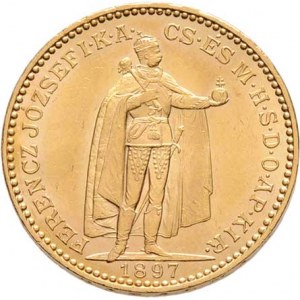 František Josef I., 1848 - 1916, 20 Koruna 1897 KB, 6.773g, dr.hr. ražbou, nep.rysky,