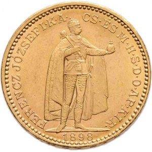 František Josef I., 1848 - 1916, 20 Koruna 1898 KB, 6.769g, nep.hr., nep.rysky, pěkná