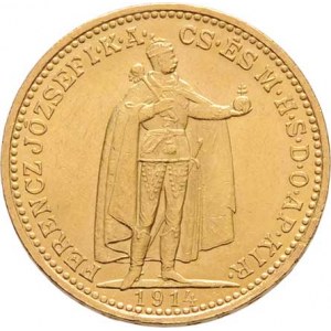 František Josef I., 1848 - 1916, 20 Koruna 1914 KB, 6.767g, nep.hr., pěkná patina