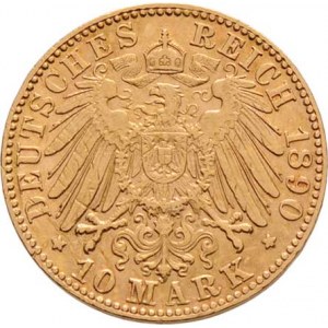 Německo - Baden, Friedrich I., 1856 - 1907, 10 Marka 1890 G, KM.267 (Au900), 3.942g, nep.hr.,