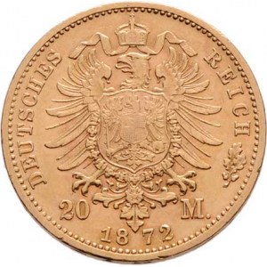 Německo - Württemberg, Karl I., 1864  - 1891, 20 Marka 1872 F, KM.622 (Au900), 7.934g, nep.hr