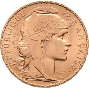 Francie - III. republika, 1871 - 1940, 20 Frank 1913, Paříž, KM.857 (Au900), 6.454g,